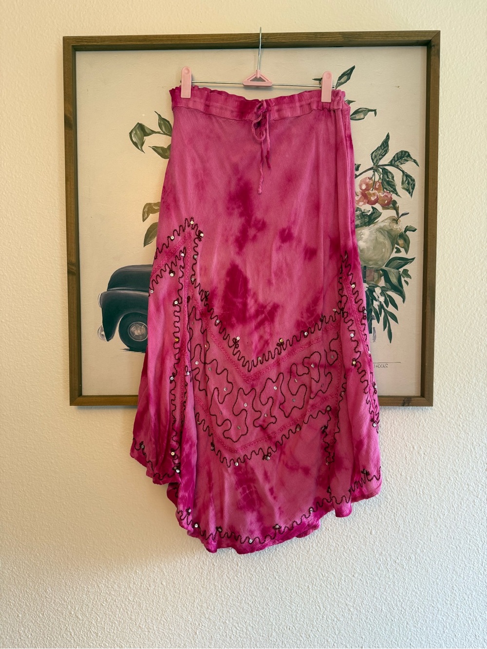 Apple Pink Tie-Dye Embroidered Circle Skirt - Picture 2 of 5